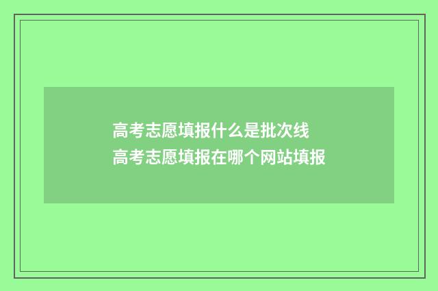 高考志愿填报什么是批次线 高考志愿填报在哪个网站填报