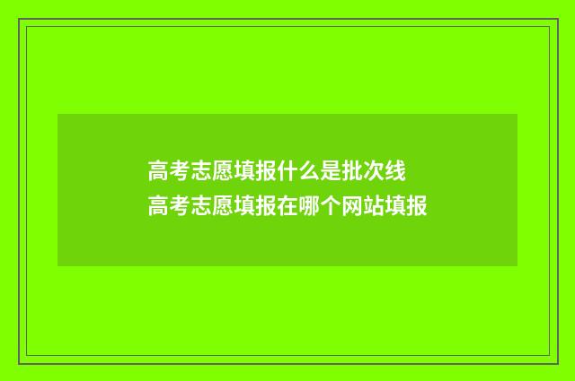高考志愿填报什么是批次线 高考志愿填报在哪个网站填报