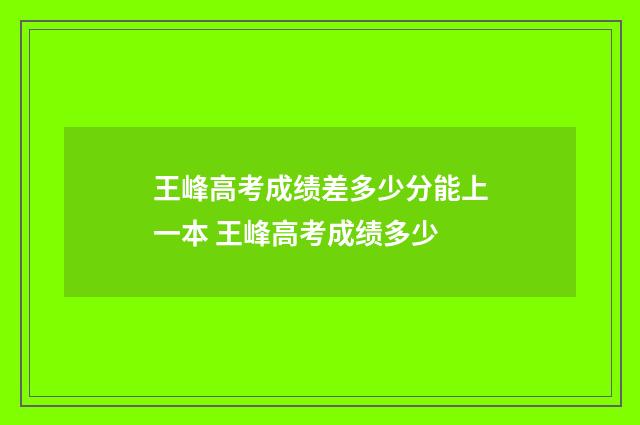 王峰高考成绩差多少分能上一本 王峰高考成绩多少