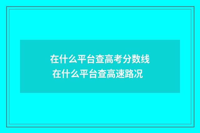 在什么平台查高考分数线 在什么平台查高速路况