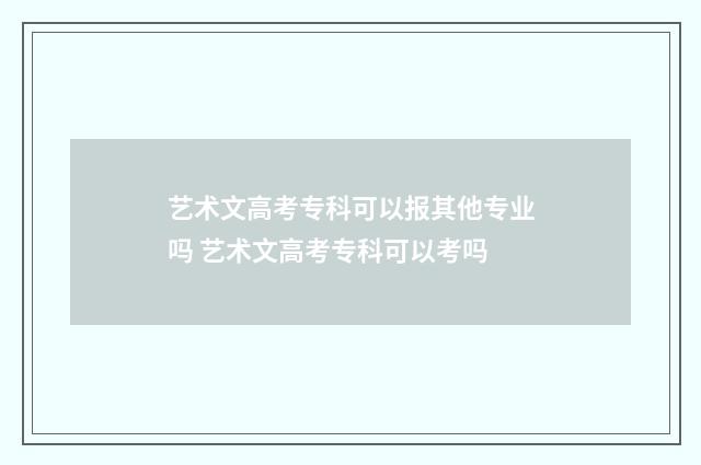 艺术文高考专科可以报其他专业吗 艺术文高考专科可以考吗