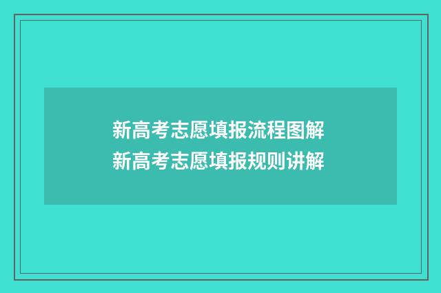 新高考志愿填报流程图解 新高考志愿填报规则讲解