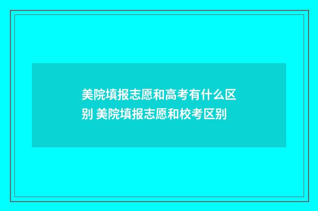美院填报志愿和高考有什么区别 美院填报志愿和校考区别