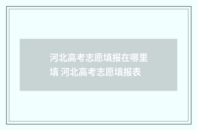 河北高考志愿填报在哪里填 河北高考志愿填报表