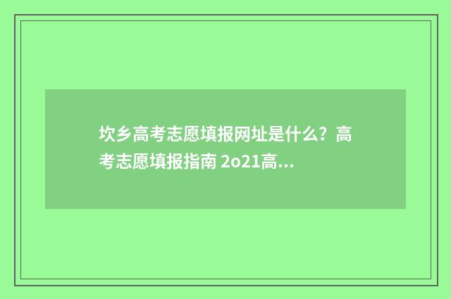 坎乡高考志愿填报网址是什么？高考志愿填报指南 2o21高考志愿怎么填