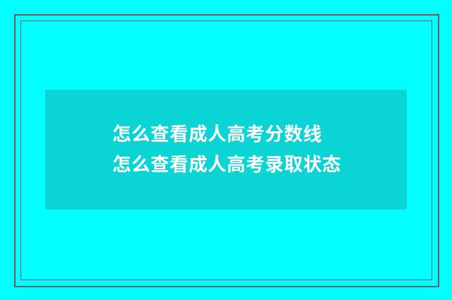 怎么查看成人高考分数线 怎么查看成人高考录取状态