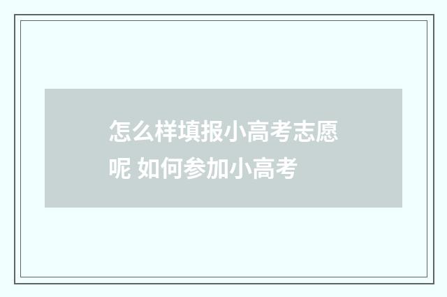 怎么样填报小高考志愿呢 如何参加小高考