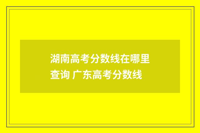 湖南高考分数线在哪里查询 广东高考分数线