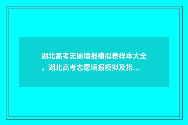 湖北高考志愿填报模拟表样本大全，湖北高考志愿填报模拟及指导