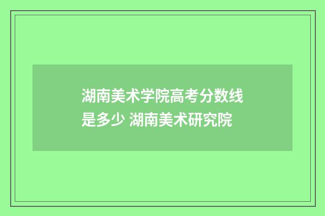 湖南美术学院高考分数线是多少 湖南美术研究院