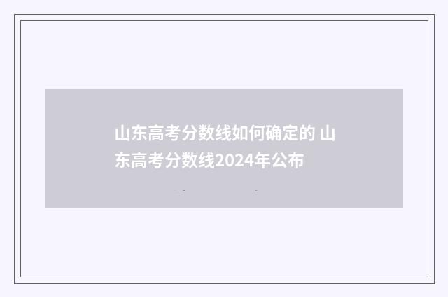 山东高考分数线如何确定的 山东高考分数线2024年公布