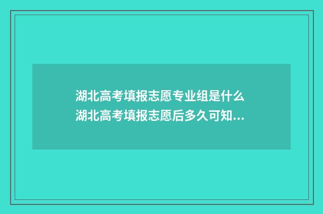 湖北高考填报志愿专业组是什么 湖北高考填报志愿后多久可知录取结果