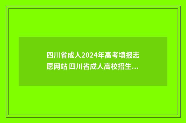 四川省成人2024年高考填报志愿网站 四川省成人高校招生网
