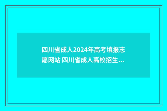 四川省成人2024年高考填报志愿网站 四川省成人高校招生网