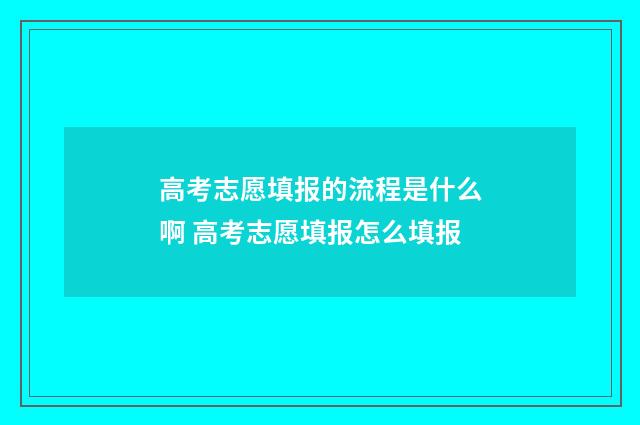 高考志愿填报的流程是什么啊 高考志愿填报怎么填报