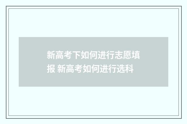 新高考下如何进行志愿填报 新高考如何进行选科