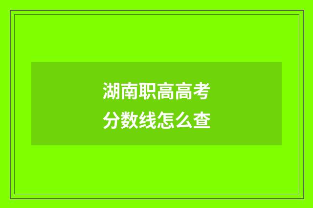 湖南职高高考分数线怎么查