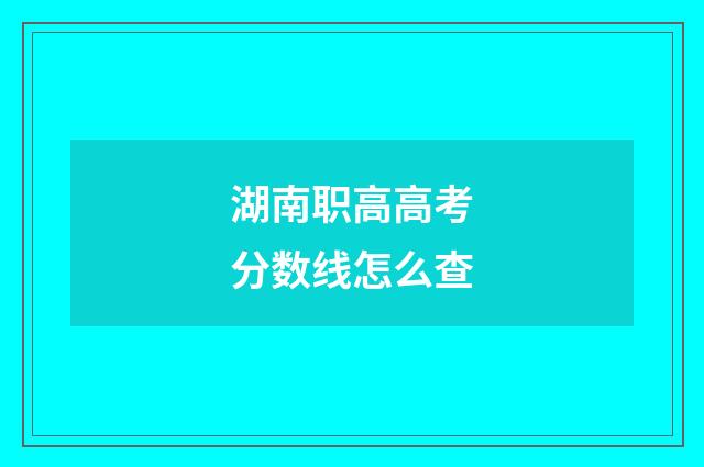 湖南职高高考分数线怎么查