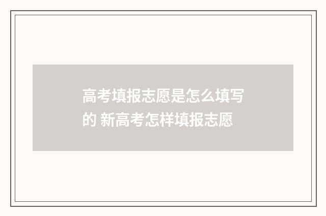 高考填报志愿是怎么填写的 新高考怎样填报志愿