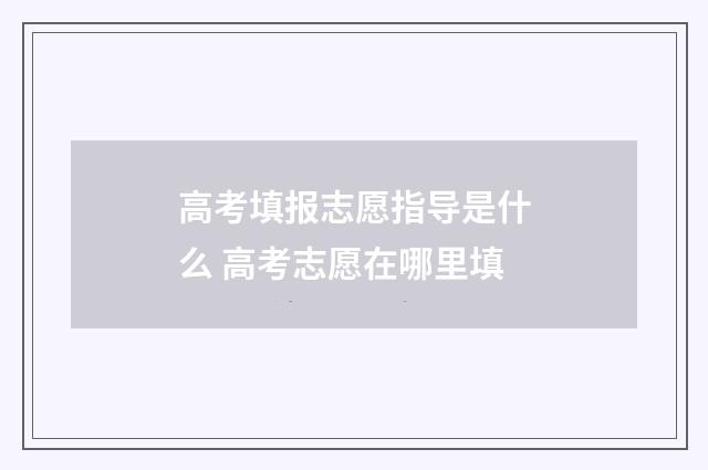 高考填报志愿指导是什么 高考志愿在哪里填