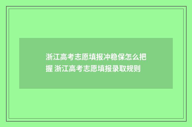 浙江高考志愿填报冲稳保怎么把握 浙江高考志愿填报录取规则