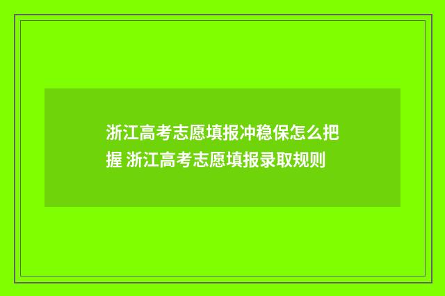 浙江高考志愿填报冲稳保怎么把握 浙江高考志愿填报录取规则