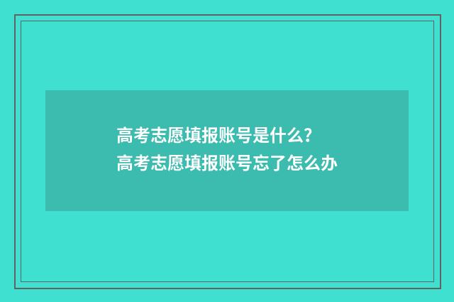 高考志愿填报账号是什么？ 高考志愿填报账号忘了怎么办