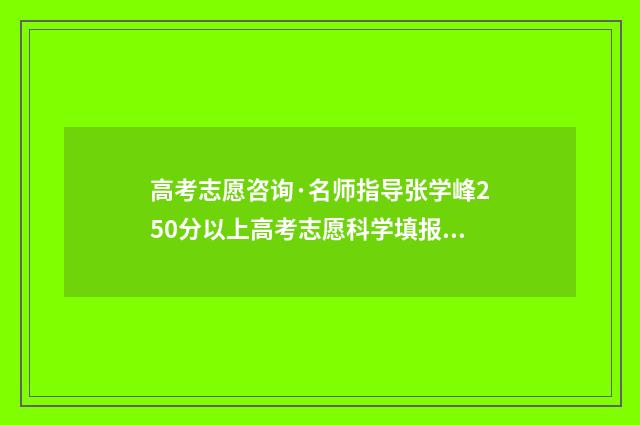 高考志愿咨询·名师指导张学峰250分以上高考志愿科学填报 高考志愿咨询网