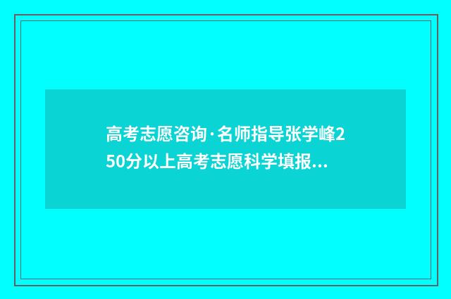 高考志愿咨询·名师指导张学峰250分以上高考志愿科学填报 高考志愿咨询网