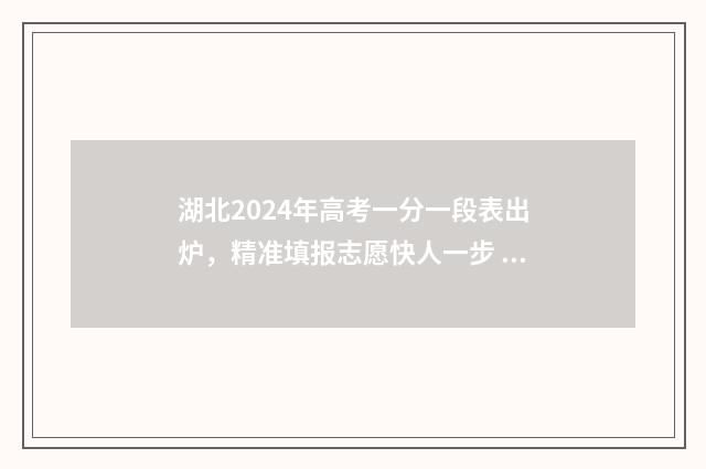 湖北2024年高考一分一段表出炉，精准填报志愿快人一步 湖北2024年专升本改革最新方案