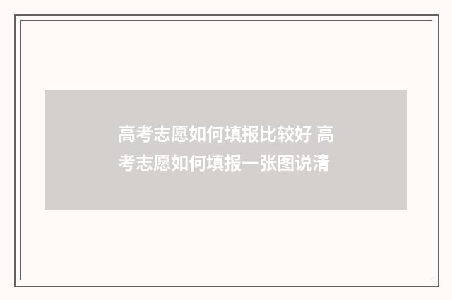 高考志愿如何填报比较好 高考志愿如何填报一张图说清