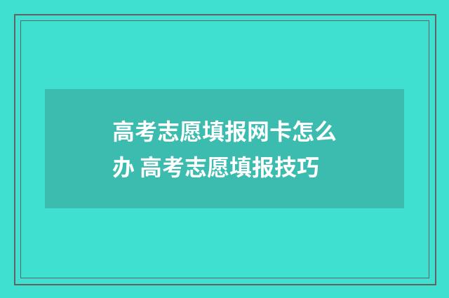 高考志愿填报网卡怎么办 高考志愿填报技巧