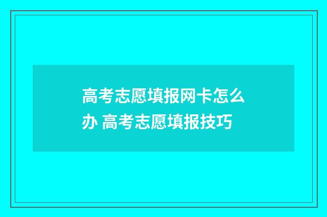 高考志愿填报网卡怎么办 高考志愿填报技巧