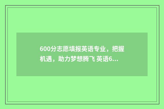 600分志愿填报英语专业，把握机遇，助力梦想腾飞 英语650分