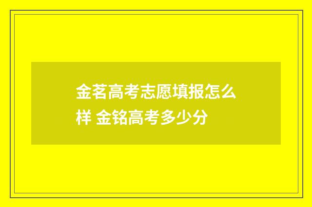 金茗高考志愿填报怎么样 金铭高考多少分