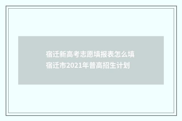 宿迁新高考志愿填报表怎么填 宿迁市2021年普高招生计划