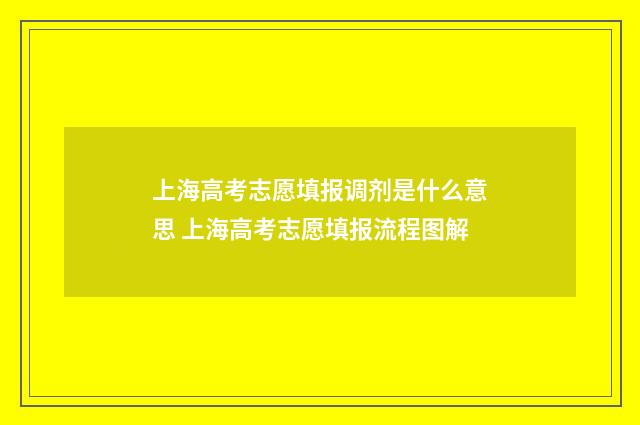 上海高考志愿填报调剂是什么意思 上海高考志愿填报流程图解