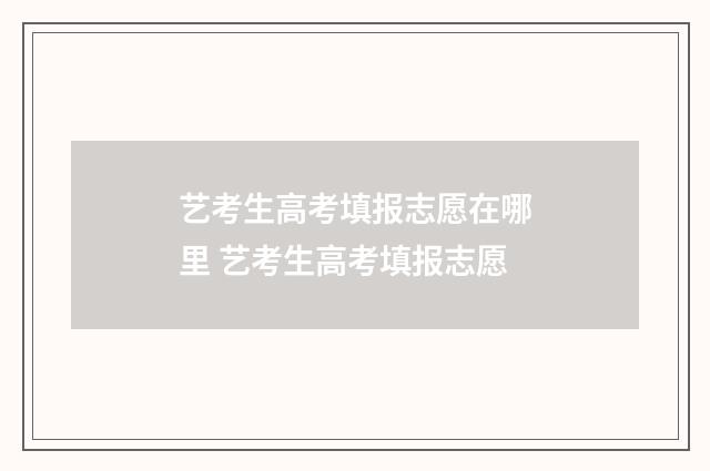 艺考生高考填报志愿在哪里 艺考生高考填报志愿