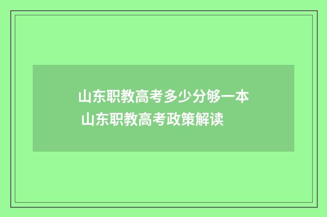 山东职教高考多少分够一本 山东职教高考政策解读