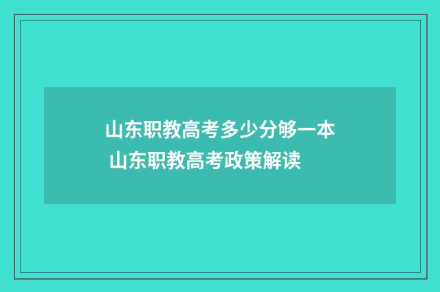 山东职教高考多少分够一本 山东职教高考政策解读