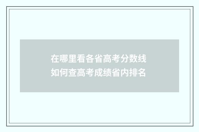 在哪里看各省高考分数线 如何查高考成绩省内排名