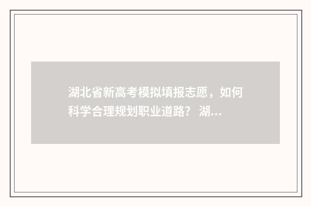 湖北省新高考模拟填报志愿，如何科学合理规划职业道路？ 湖北省新高考模拟考试