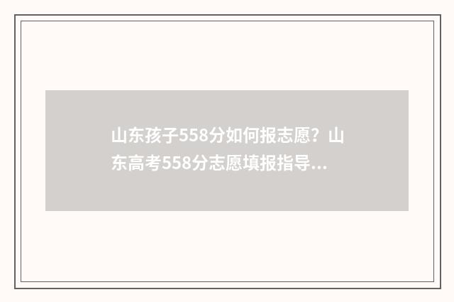 山东孩子558分如何报志愿？山东高考558分志愿填报指导 山东高考成绩556分报什么