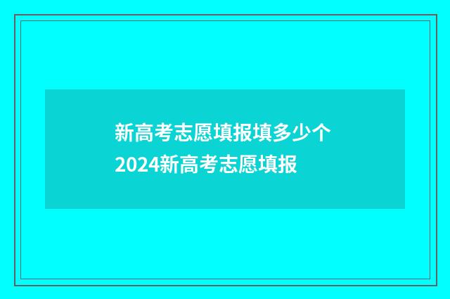 新高考志愿填报填多少个 2024新高考志愿填报