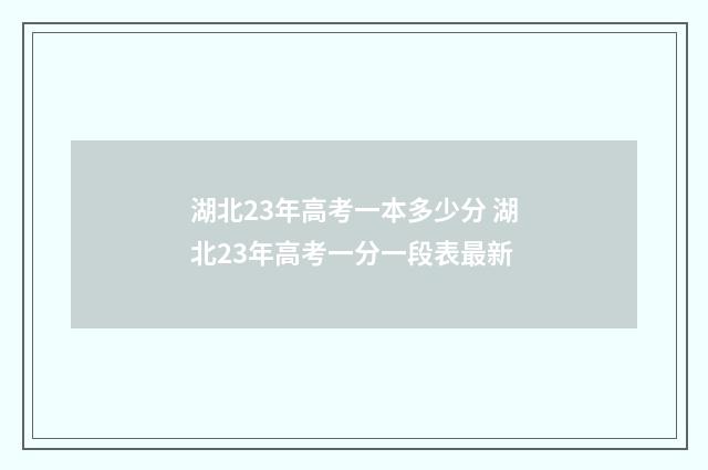 湖北23年高考一本多少分 湖北23年高考一分一段表最新
