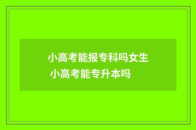 小高考能报专科吗女生 小高考能专升本吗