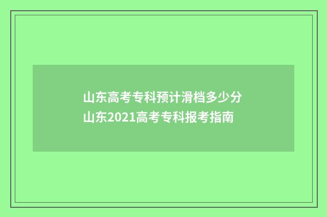 山东高考专科预计滑档多少分 山东2021高考专科报考指南