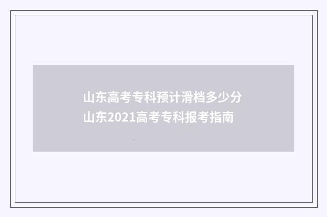 山东高考专科预计滑档多少分 山东2021高考专科报考指南