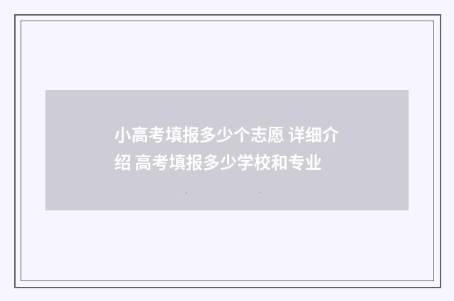 小高考填报多少个志愿 详细介绍 高考填报多少学校和专业
