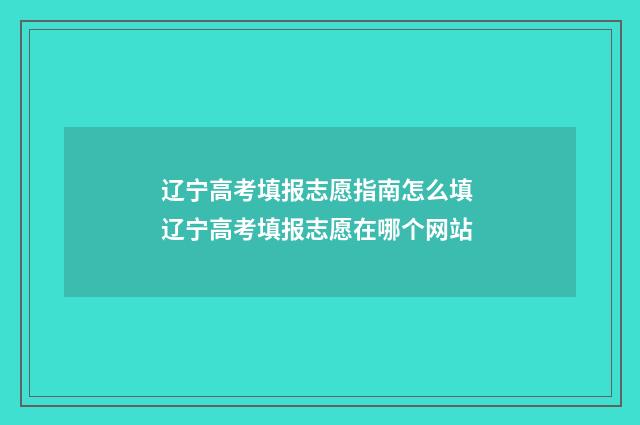 辽宁高考填报志愿指南怎么填 辽宁高考填报志愿在哪个网站